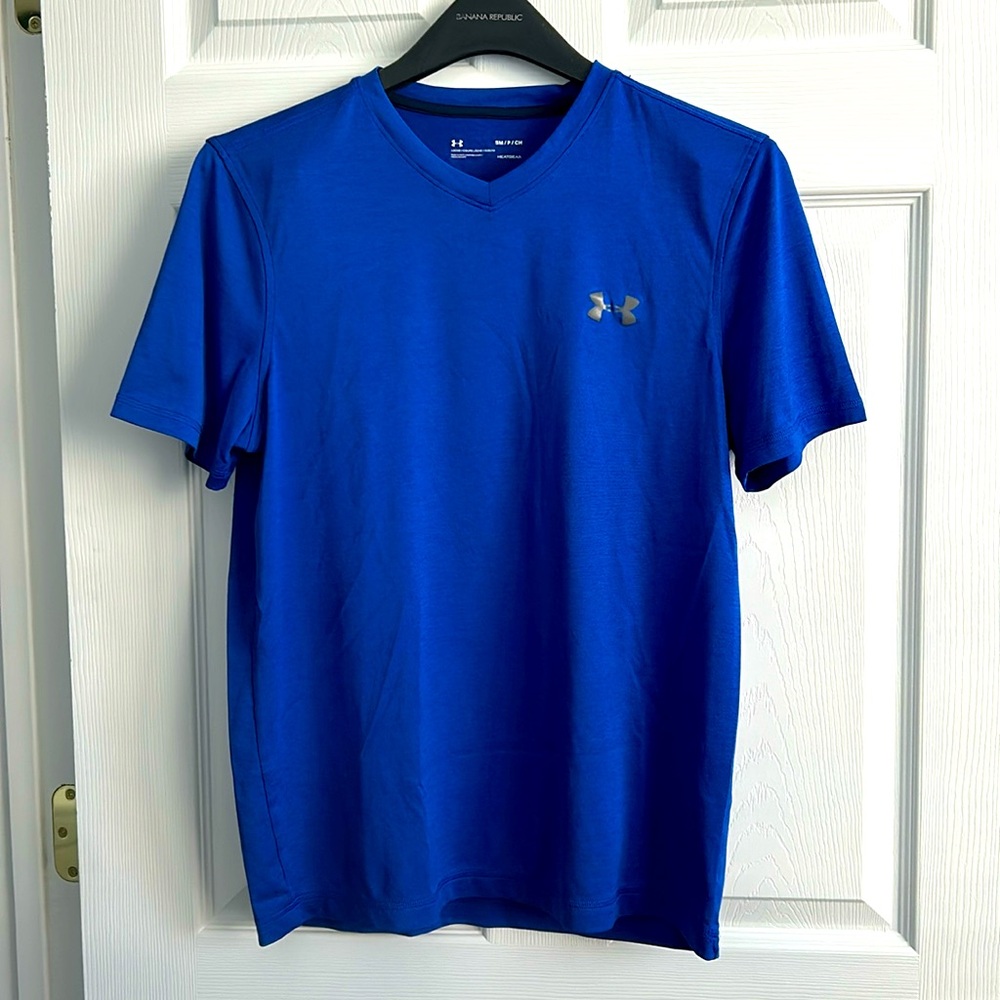 Royal Blue Under Armour Loose HeatGear Short Sleeve Athletic Work Out Shirt